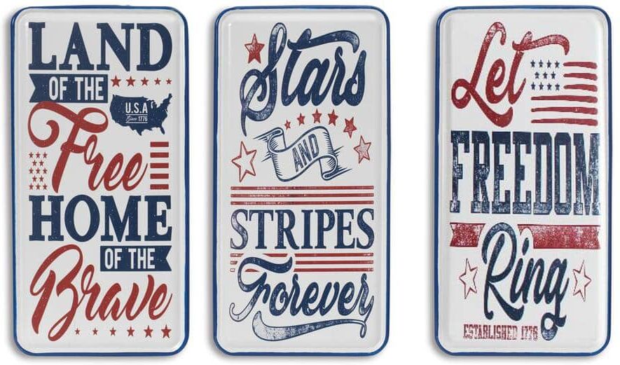 GERSON INTERNATIONAL Assorted 23.8 in. H Americana Wall Decorative Sign (Set of 3)