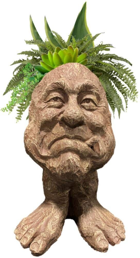 HOMESTYLES 16 in. Neighbor Magoo Muggly Face Garden Statue Planter Holds 8 in. Pot