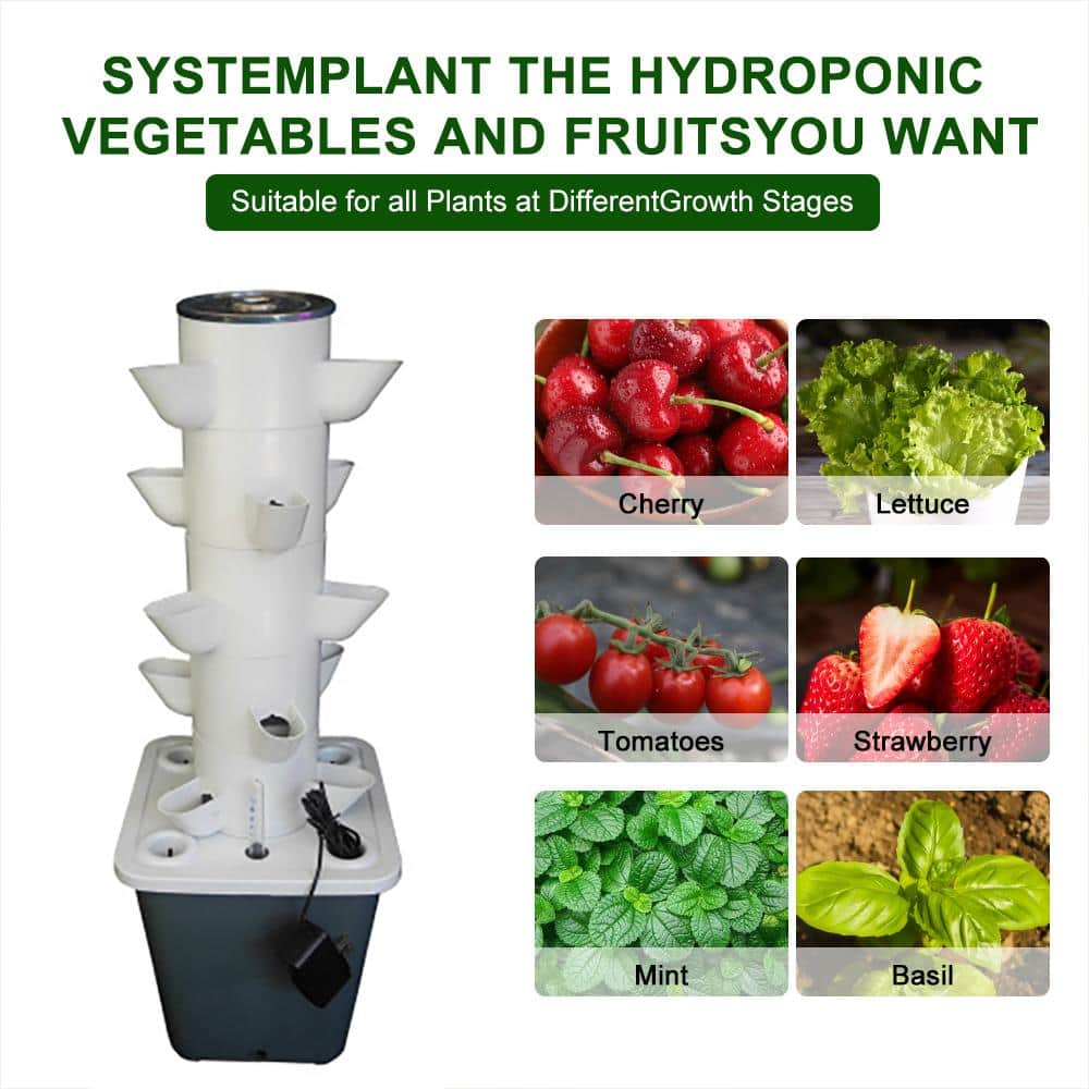 Standard Hydroponic Tower - 15Hole 5 Tier Kit Indoor Hydroponic Garden - Vertical Hydroponic Garden