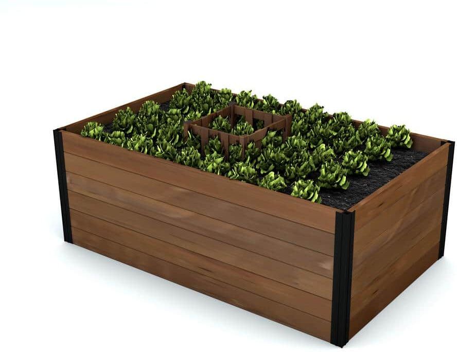 VITA Mezza 3'L x 5'W x 22"H Cedar Keyhole Composting Garden, Golden Brown