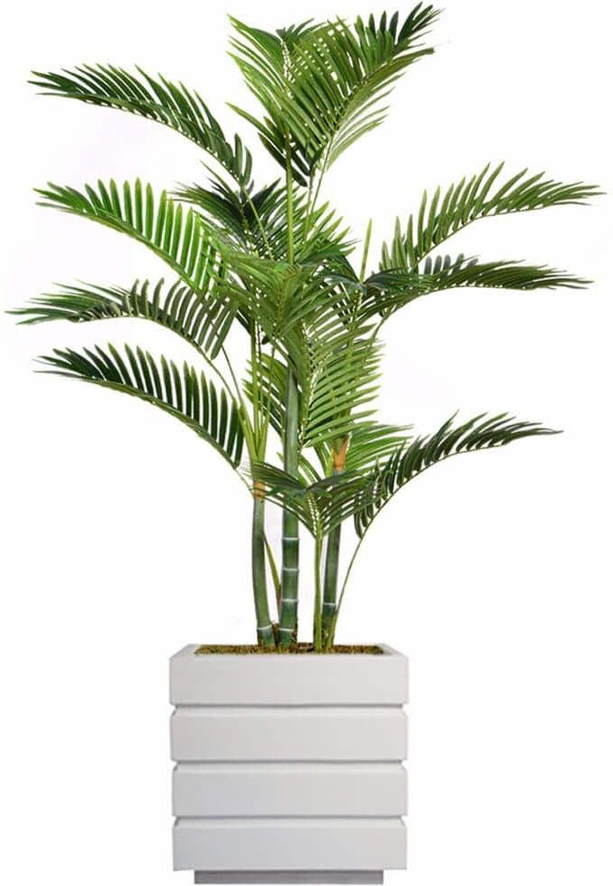 VINTAGE HOME 54 in. Tall Palm Tree Artificial Decorative Faux with Burlap Kit and Fiberstone Planter