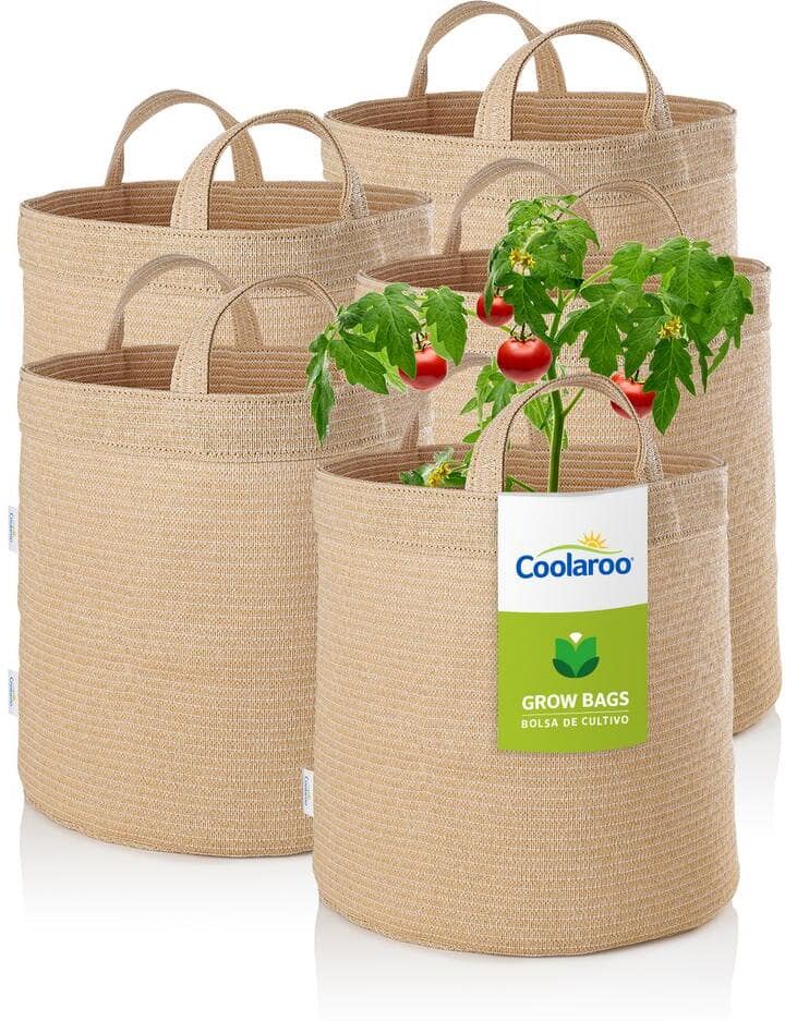 Coolaroo 10 Gal. Desert Sand Fabric Planting Garden Grow Bags with Handles Planter Pot (5-Pack)