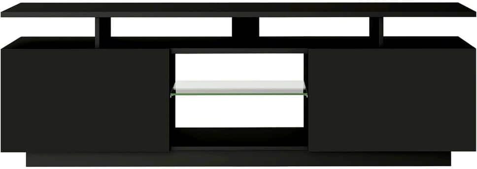 GODEER 62.90 in. Black TV Stand with LED Lights Fits TV's up to 65 inches, 16 Colors, for Living Room