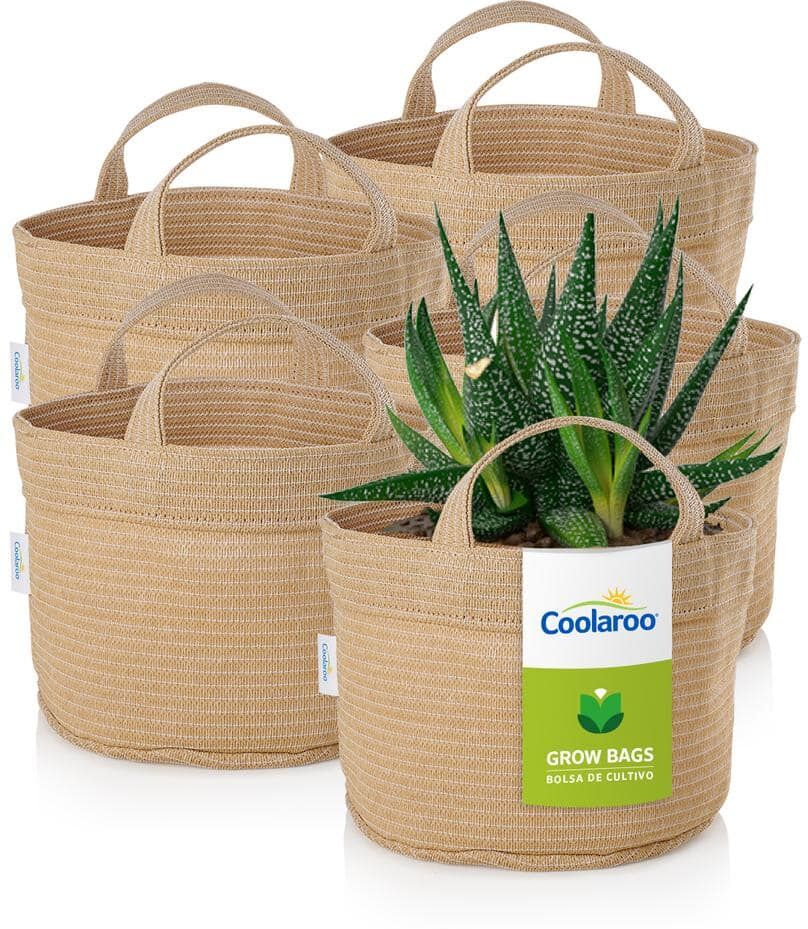 Coolaroo 2 Gal. Desert Sand Fabric Planting Garden Grow Bags with Handles Planter Pot (5-Pack)