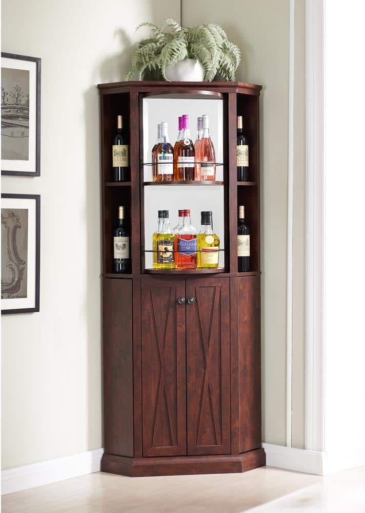 Home Source Industries Jill Zarin Home Corner Bar Cabinet Mahogany