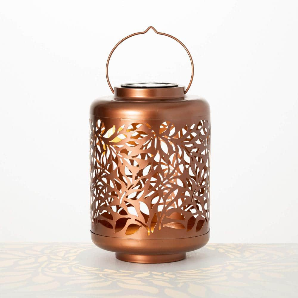 SULLIVANS 16 in. Copper Leaf Solar Lantern, Metal