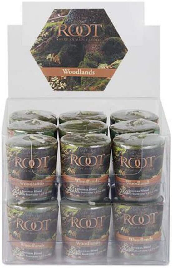 ROOT CANDLES 20-Hour Woodlands Moss Green Scented Votive Candle (Set of 18)