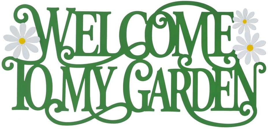 Glitzhome 24 in. L Metal Cutout Welcome To My Garden Wall Decor