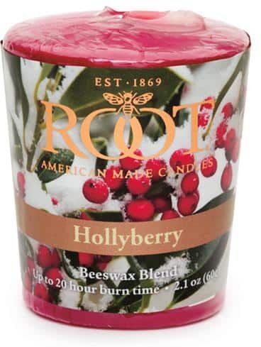 ROOT CANDLES 20-Hour Holly berry Scented Votive Candle (Set of 18)