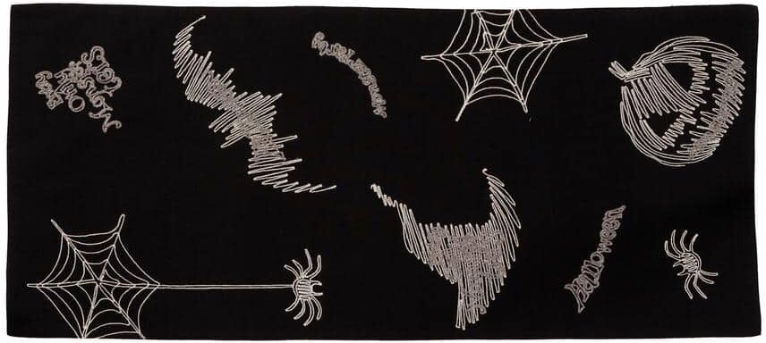 Xia Home Fashions 0.1 in. H x 16 in. W x 36 in. D Happy Halloween Double Layer Table Runner in Black