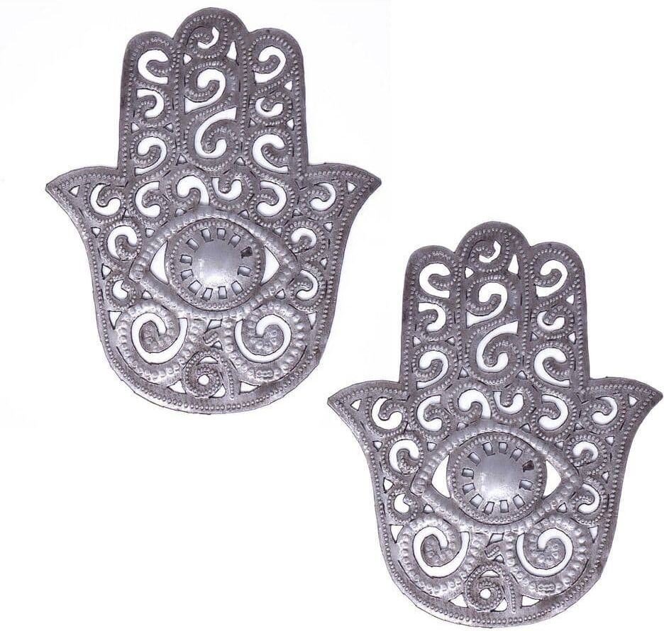 Global Crafts Hamsa Hand Haitian Metal Wall Art (Set of 2)