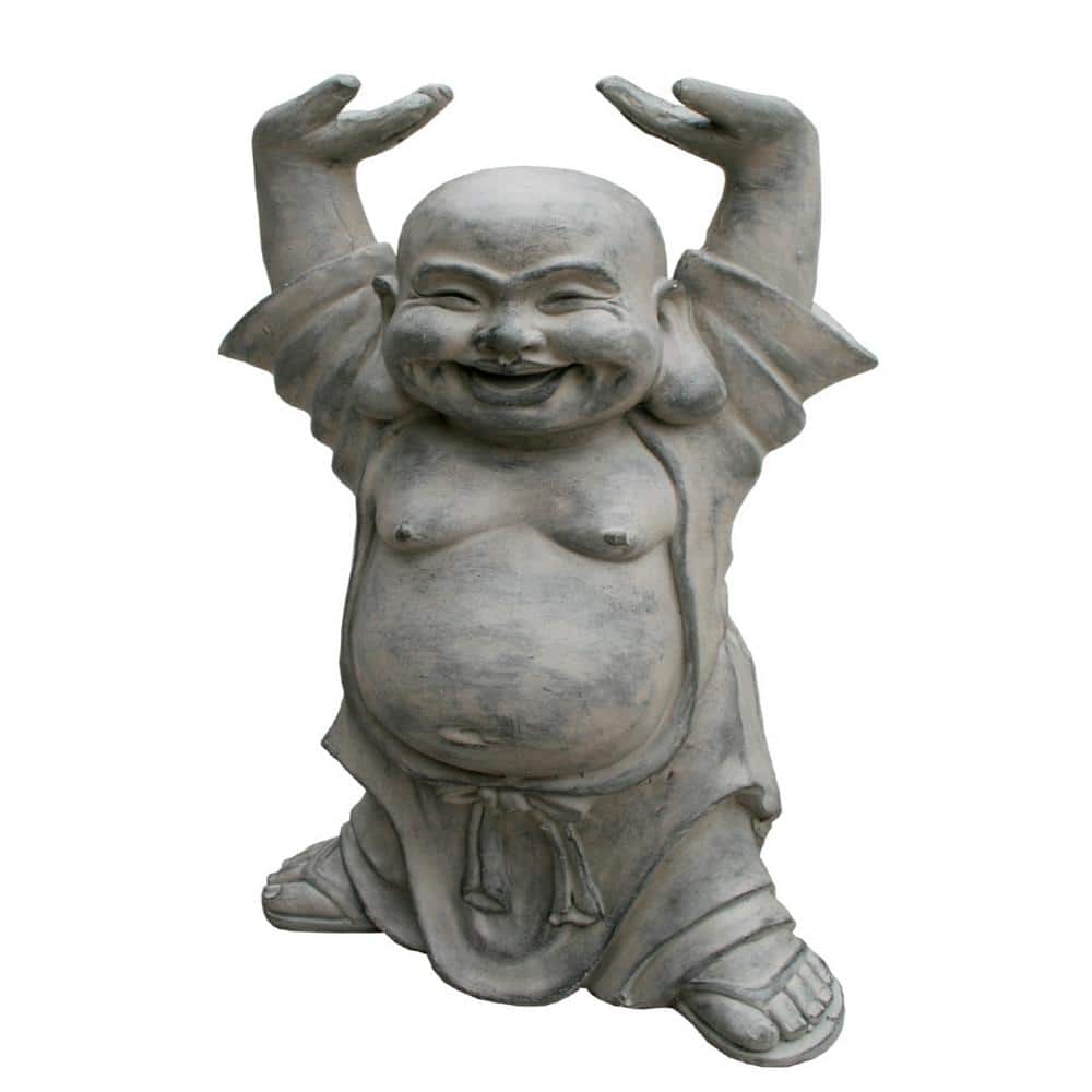 HI-LINE GIFT LTD. Grey Buddha W/Hands Up - Garden Statue