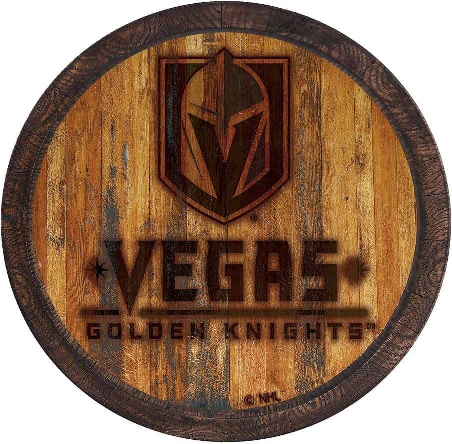 The Fan-Brand 20 in. Vegas Golden Knights Branded "Faux" Barrel Plastic Decorative Sign