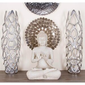 Litton Lane 26 in. Silver Coral Aluminum Metal Decorative Vase