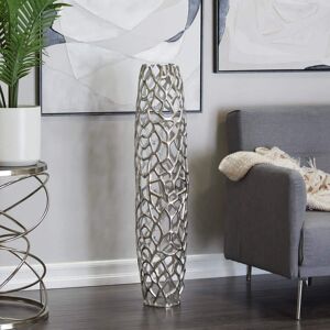 Litton Lane 40 in. Silver Aluminum Metal Coral Decorative Vase