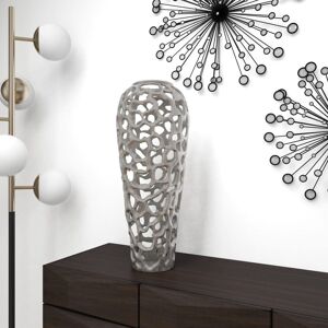 Litton Lane 25 in. Silver Coral Aluminum Metal Decorative Vase