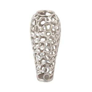 Litton Lane 19 in. Silver Cutout Coral Aluminum Metal Decorative Vase