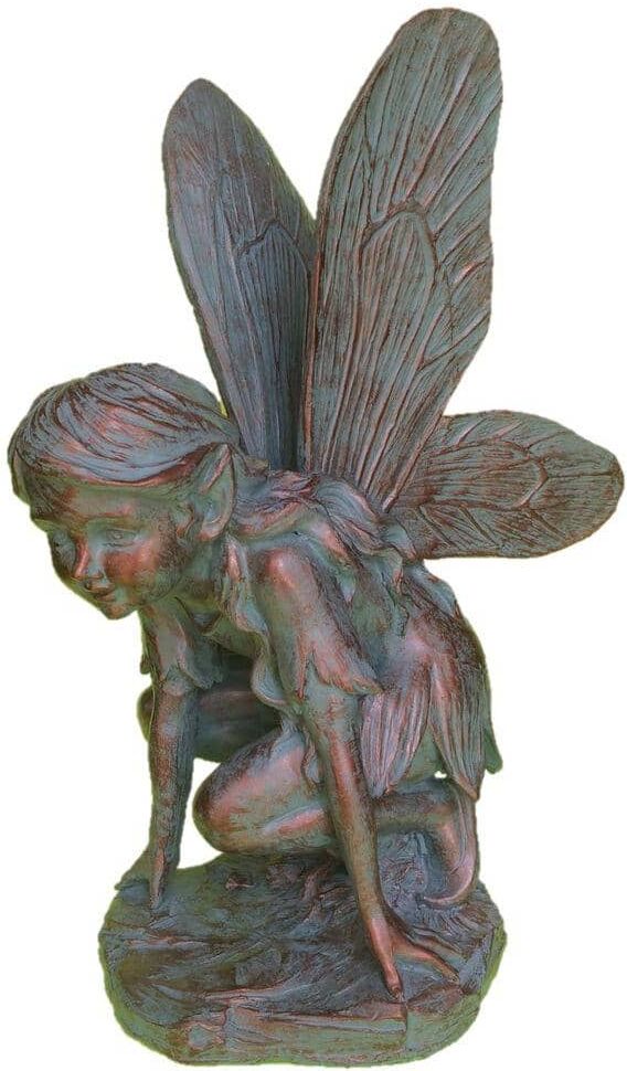 Suffolk Fairies 18 in. Fairy Butterfly Bronze Patina Collectible Garden Statue