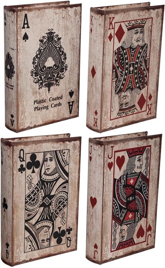 A & B Home Ace Playing Cards Book Box (Set of Four)