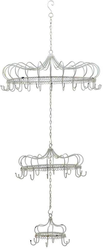 Zaer Ltd. International Hanging Chandelier Display Decoration with Hooks in Antique White