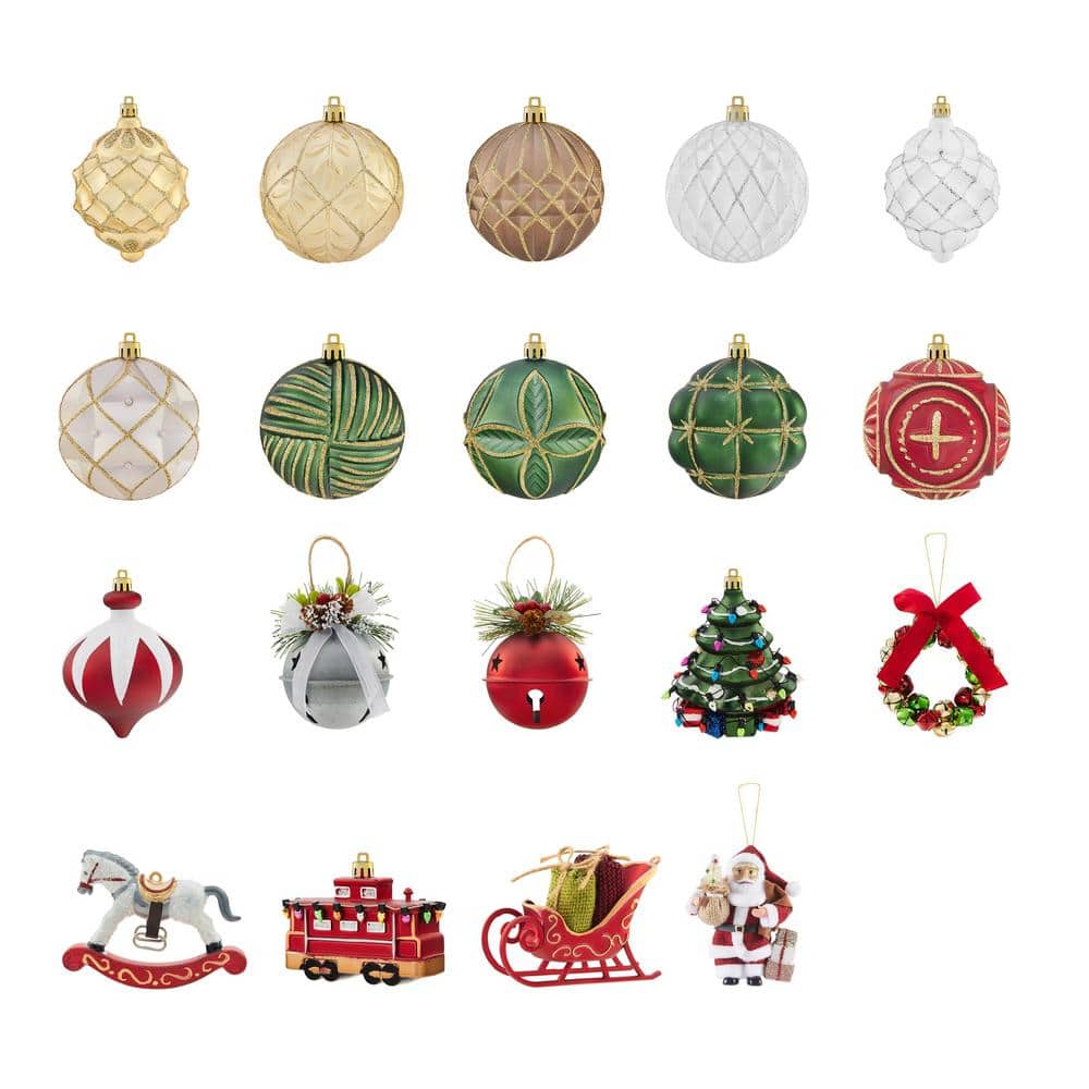 Home Accents Holiday 3 in. Multi Color Ornament Pack Seasonal Splendor (19-Count)