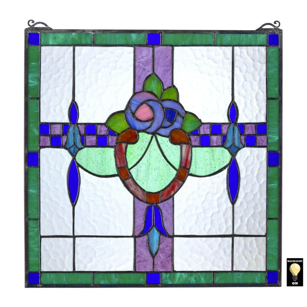 Design Toscano Nightshade Arts and Crafts Tiffany-Style Stained Glass Window Panel