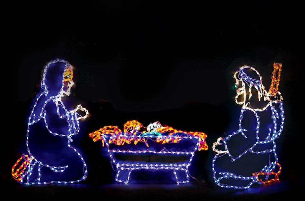 HOLIDYNAMICS HOLIDAY LIGHTING SOLUTIONS 50 in. Christmas LED Nativity Scene (Joseph, Mary and Baby Jesus) with 421-Lights and White Frame (Set of 3)