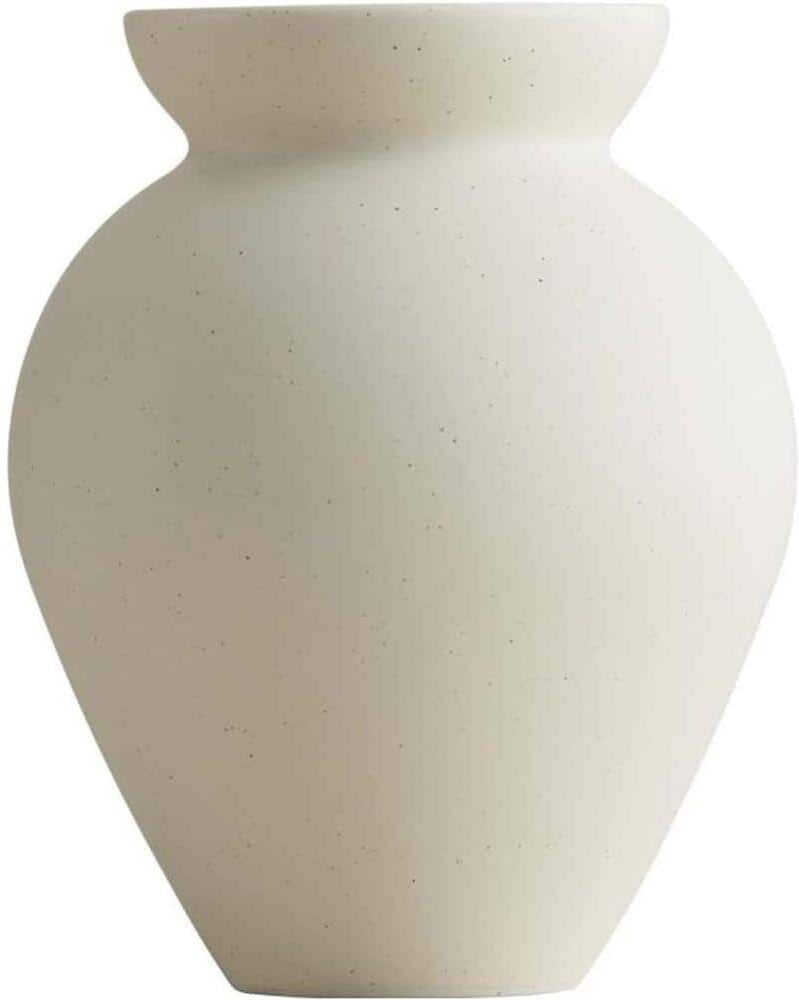 Afoxsos Retro Ceramic Tabletop Flower Vase Crock Milk Can Shape, Cream