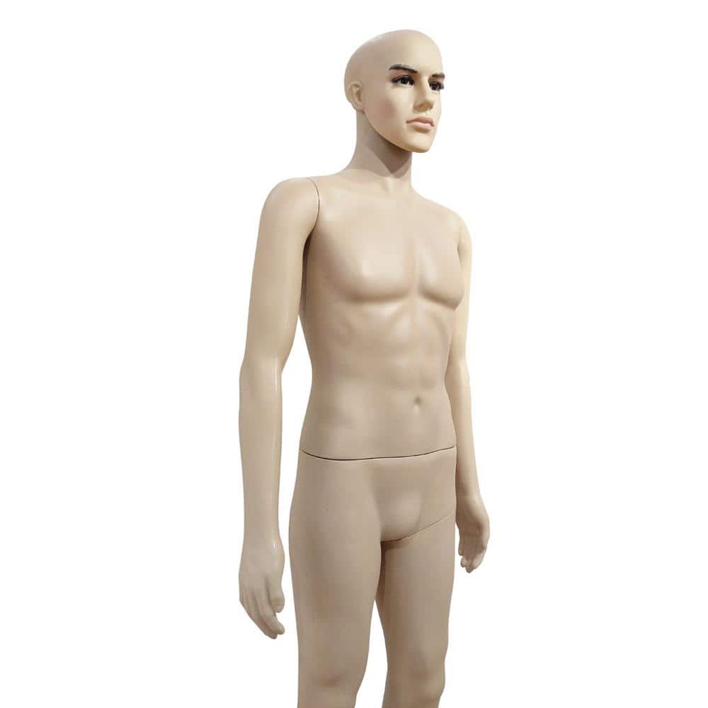 Winado 72 in. H Beige Male Body Model Plastic Mannequin Full Body Dress Form Shopwindow Display