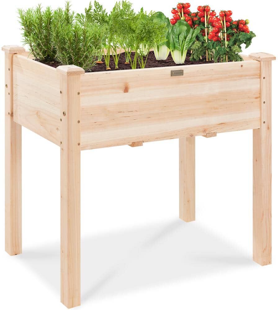 Best Choice Products 34 in. x 18 in. x 30 in. Elevated Garden Bed, Wood Raised Planter Box with Bed Liner