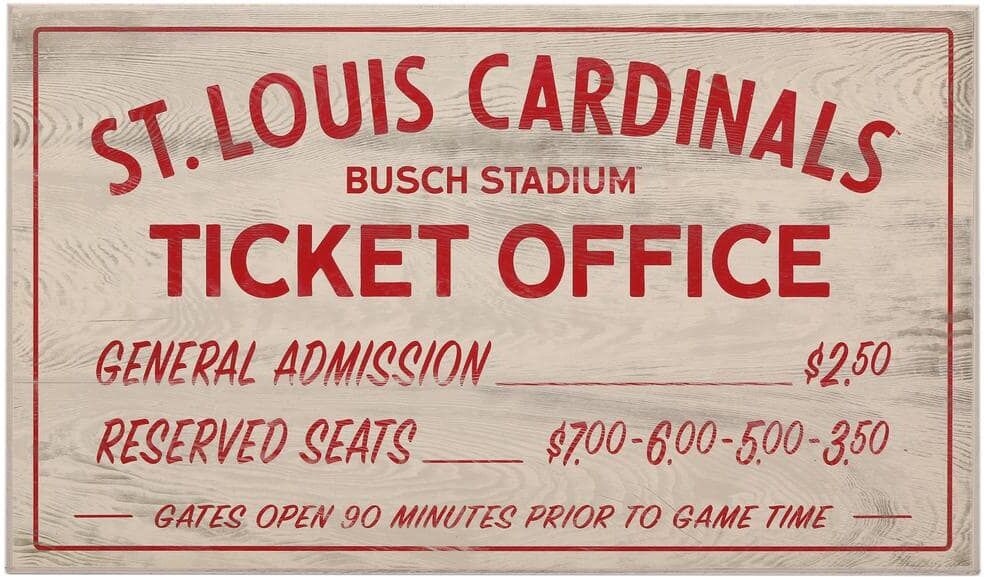 Open Road Brands St. Louis Cardinals Vintage Ticket Office Wood Wall Decor