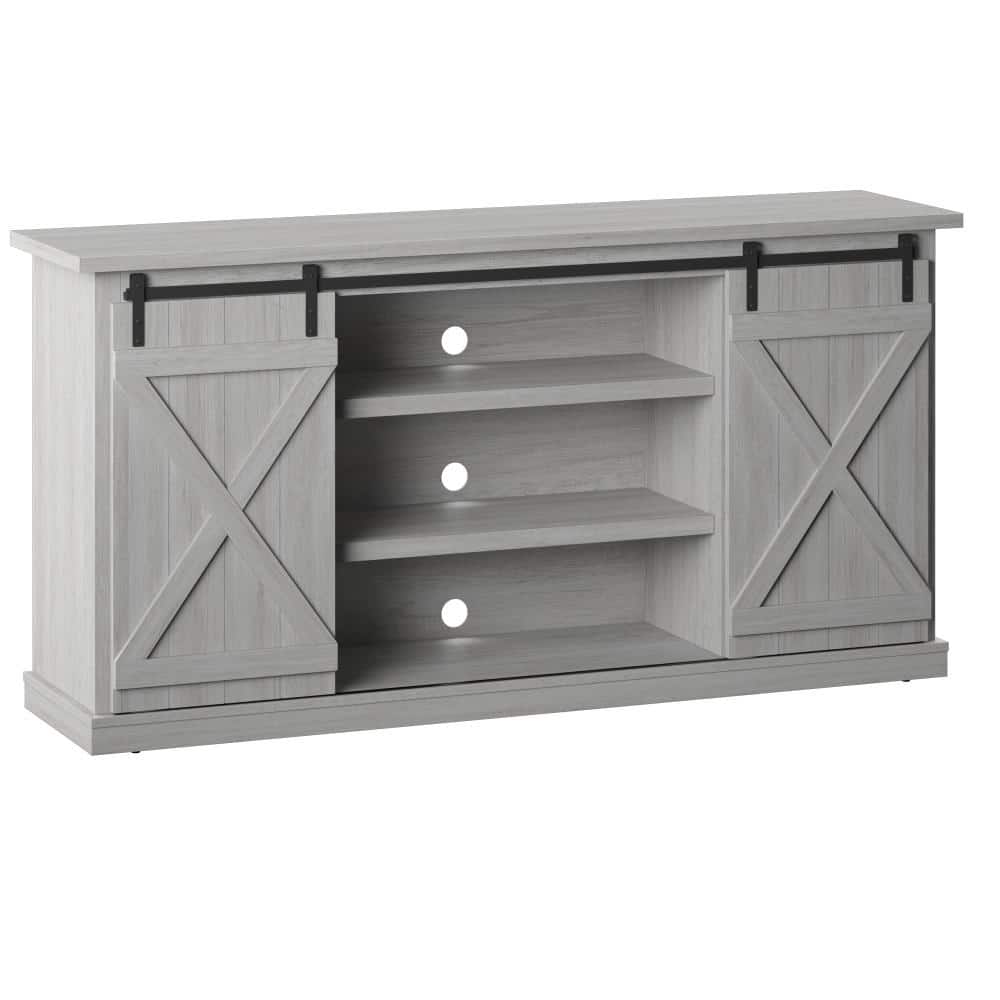 Twin Star Home 64 in. Sargent Oak TV Stand with Barndoors Fits TV's Up to 70 in. with Cable Management