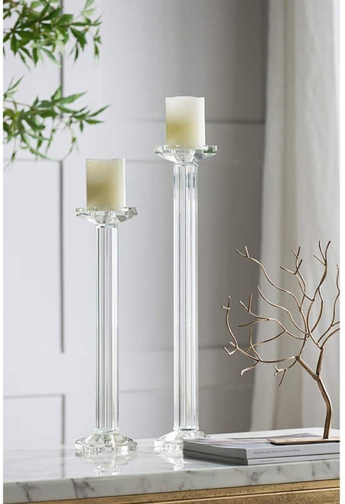 A & B Home 22.8 in. Crystal Clear Candle Holder