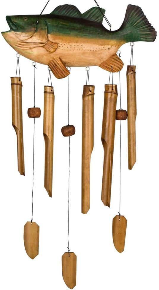 WOODSTOCK CHIMES Asli Arts Collection, Bass Fish Bamboo Chime, 35'' Wind Chime CBS336