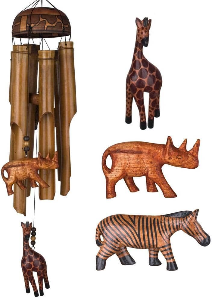 WOODSTOCK CHIMES Asli Arts Collection, African Trio Bamboo Chime, 32'' Wind Chime CAT601