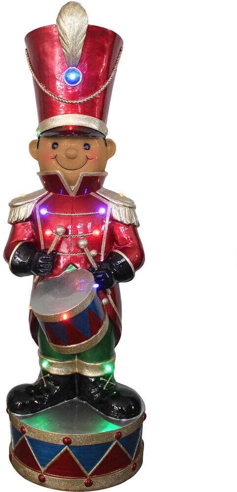 Fraser Hill Farm 35 in. Christmas African American Toy Soldier with Multi Colored LED Lights