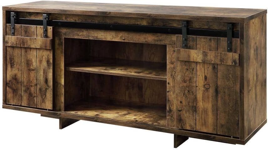 Aoibox 16 in. Rustic Oak Wood TV Stand for TV up to 65in