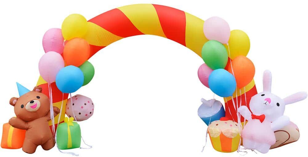 Fraser Hill Farm 8 ft. Bear and Bunny Walkway Arch Outdoor Inflatable for Birthday Parties