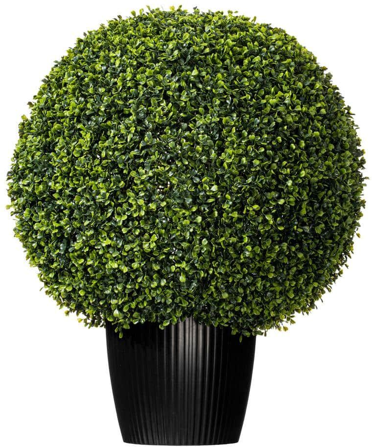 Vickerman 24 in. Green Artificial Boxwood Ball Plant in Pot