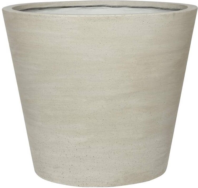 PotteryPots 22.83 in. L Beige Washed Ficonstone Indoor/Outdoor Bucket Large Planter, Plant Pots, Flower Pots, Modern Planter