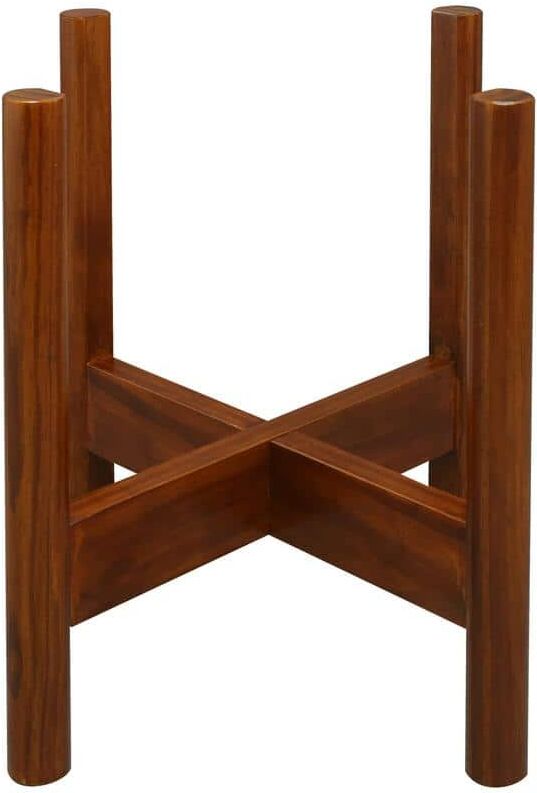 Casual Home Mid-Century Antique Mahogany Modern Wood Plant Display Stand, Fits Up to 12 in.