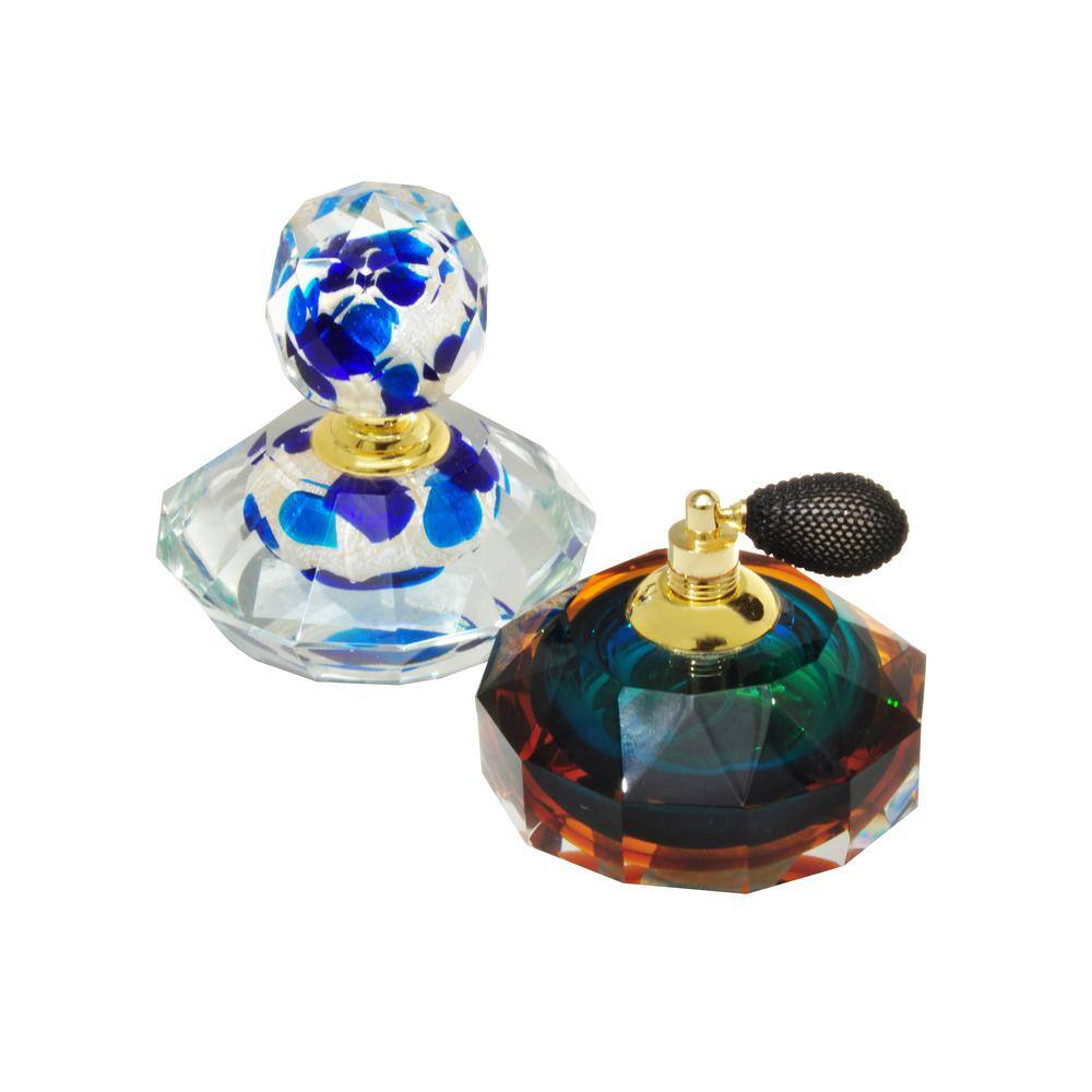 Dale Tiffany 2-Piece Columbia 4.75 in. Multi-Colored Perfume Bottle with Hand Blown Art Glass Style