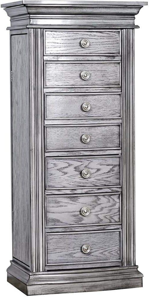 HIVES HONEY Luke Grey Mist Jewelry Armoire 40 in. H x 17.75 in. W x 13 in. D