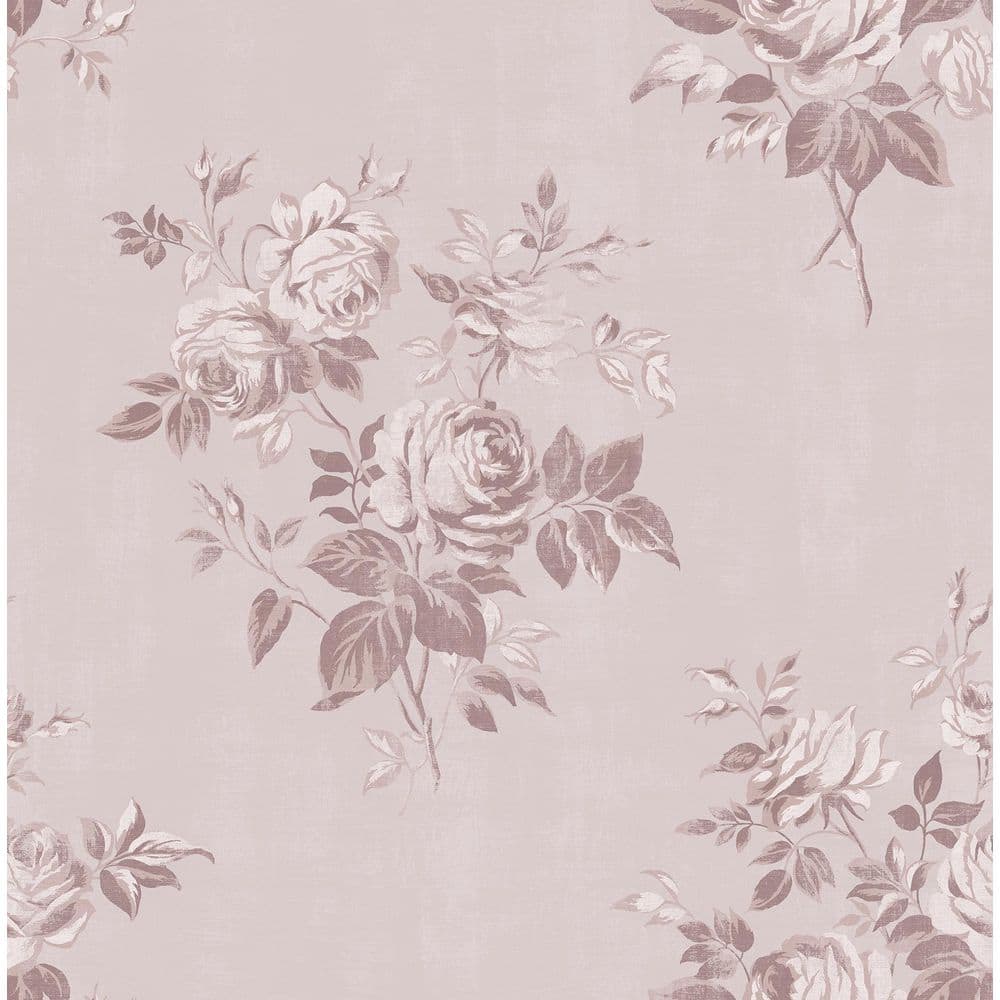 NuWallpaper Ashley Stark Blush Rosecliff Flower Vinyl Peel and Stick Wallpaper