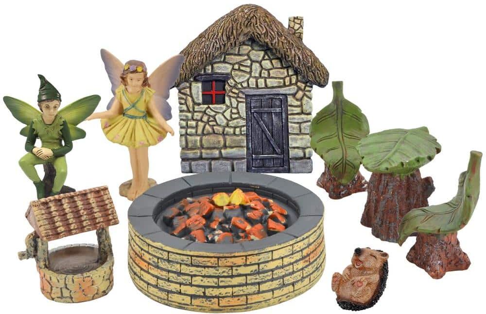 Arcadia Garden Products Pleasant Afternoon Polyresin Fairy Garden Kit (9-Piece)