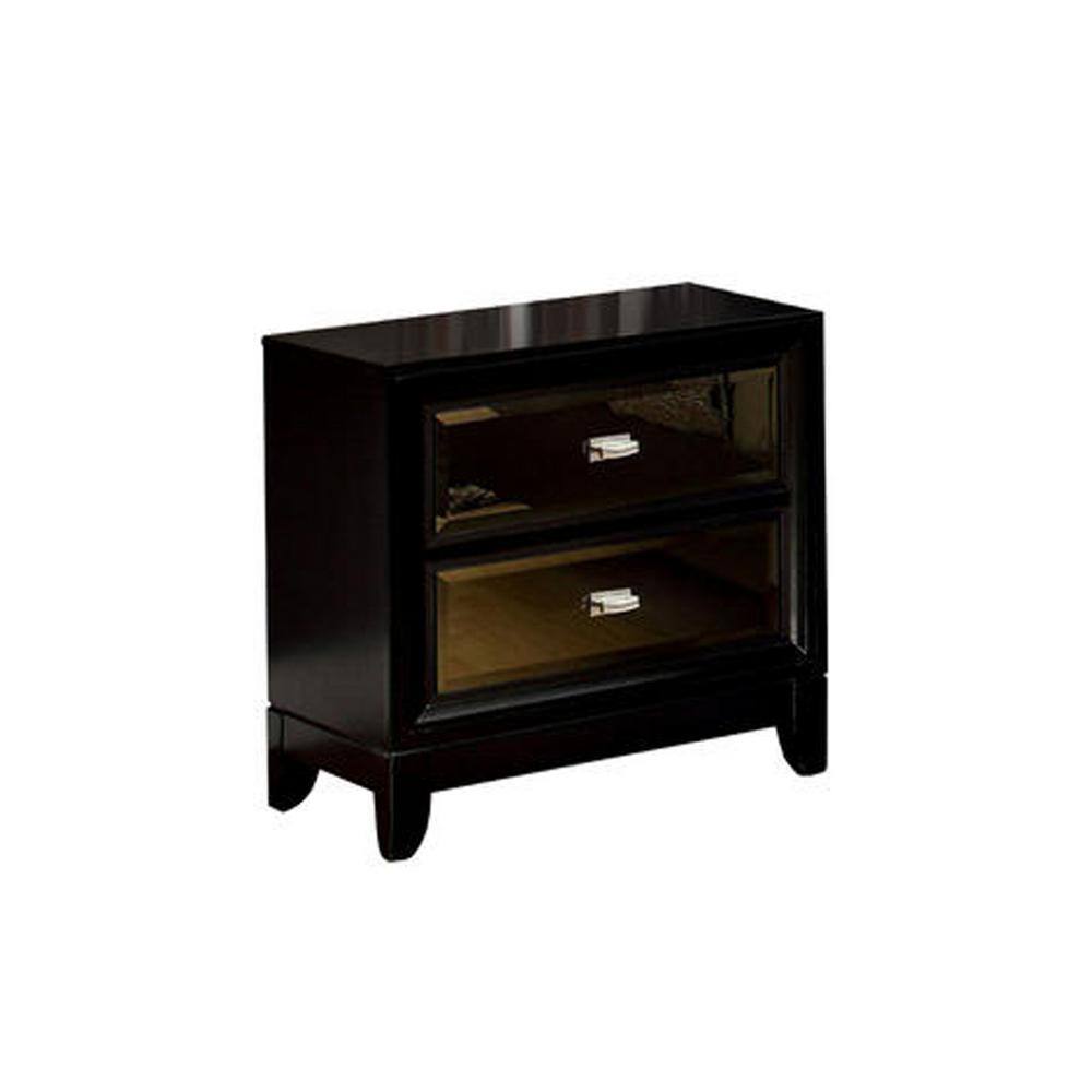 William's Home Furnishing 2-Drawer Golva Black Night Stand 24.50 in. H x 23 in. W x 16 in. D