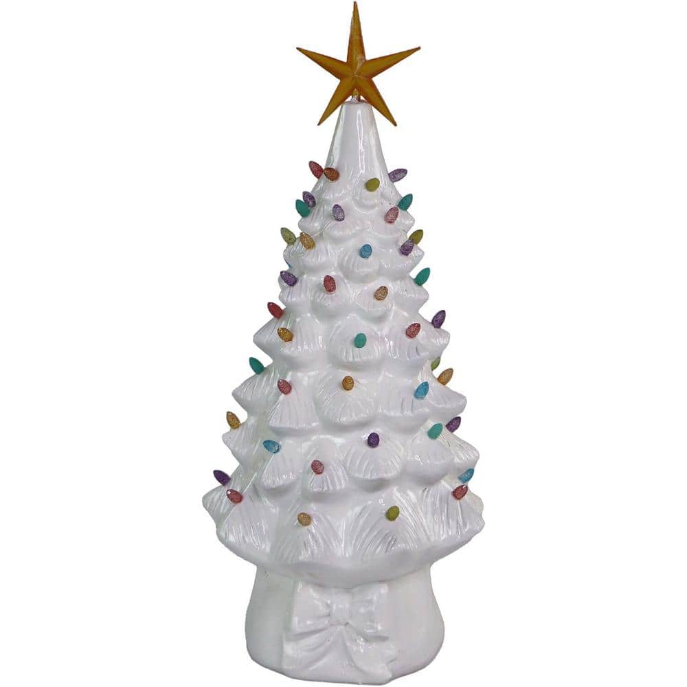 Christmas Time 3 ft. Pre-Lit Artificial Christmas Tree with Illuminated Star and Vintage Bulb Covers in White