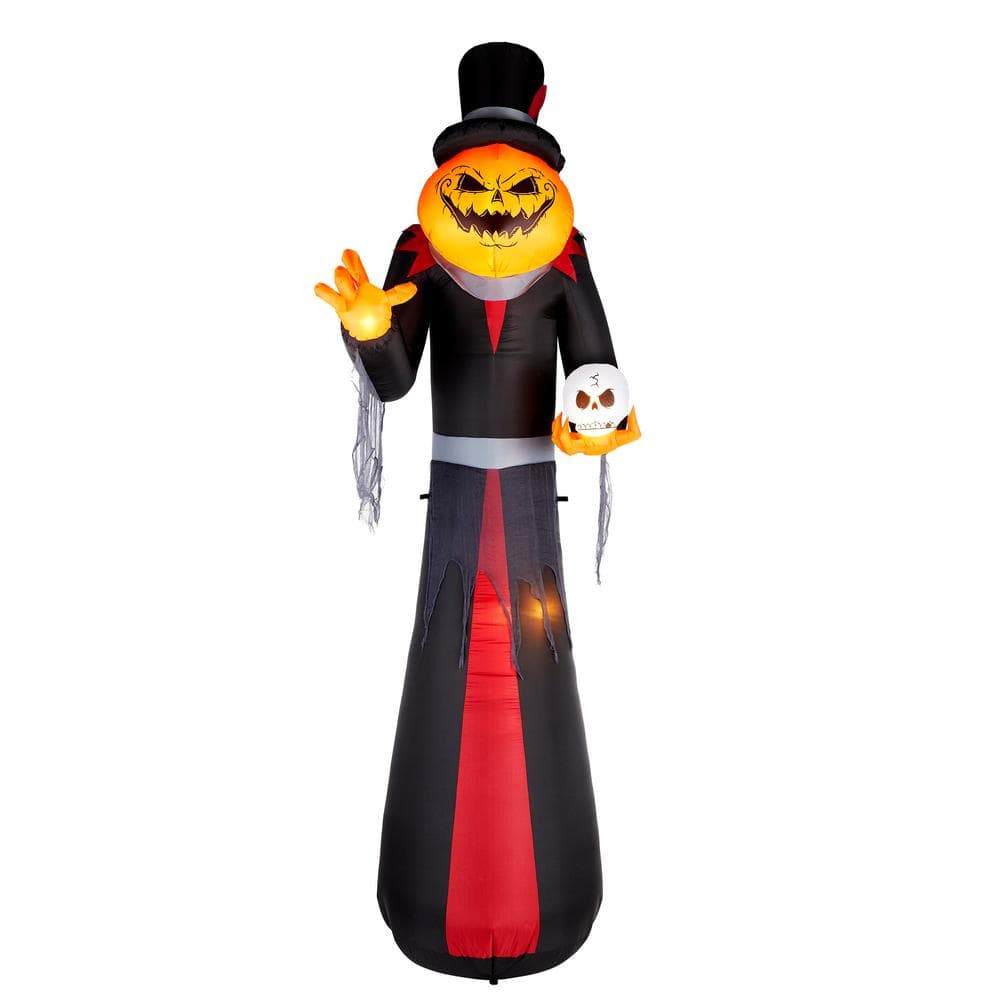 Home Accents Holiday 12 ft. Giant- Sized Pumpkin Head Reaper with Top Hat Airblown Halloween Inflatable