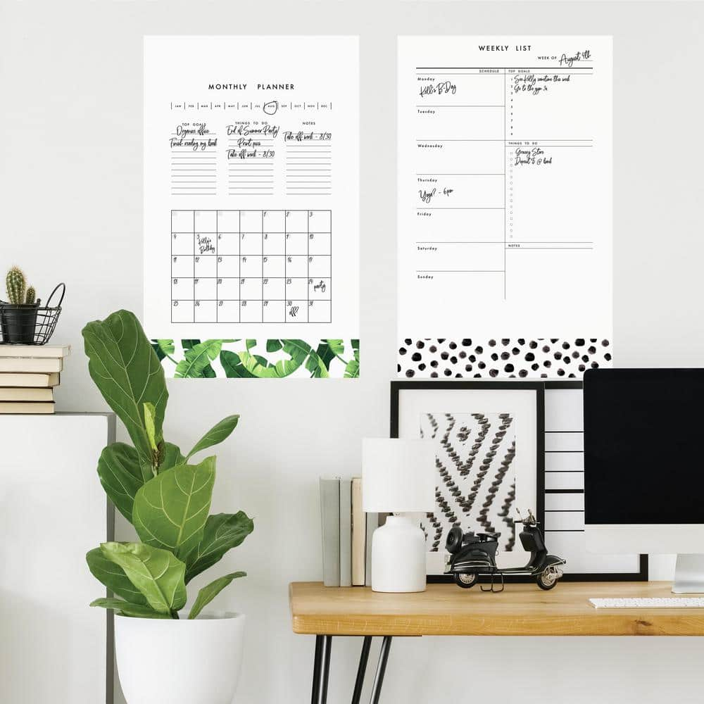 RoomMates Monthly Blue Planner Dry Erase Peel and Stick Giant Wall Decals