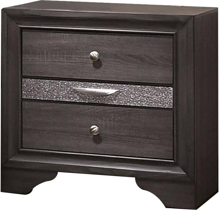 William's Home Furnishing 3-Drawer Chrissy Gray Night Stand 26 in. H x 26 in. W x 16.63 in. D